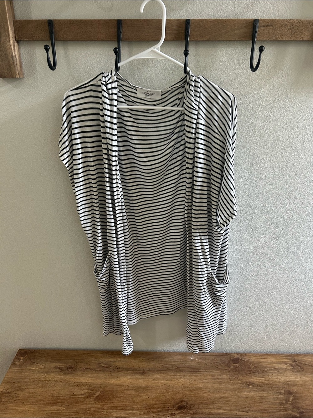 CJLA Striped Open Front Cardigan - Black & White